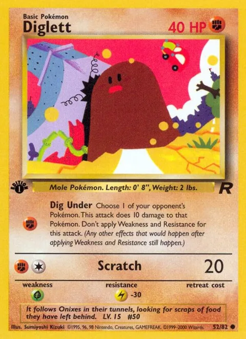 Diglett #52/82 1st Edition Pokémon card from Team Rocket