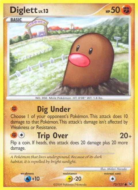 Diglett #72/127 Pokémon card from Platinum