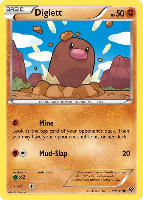 Diglett #58/146 Pokémon card from XY Base Set