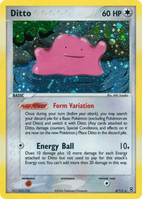 Ditto #4/112 Holofoil Pokémon card from EX FireRed & LeafGreen