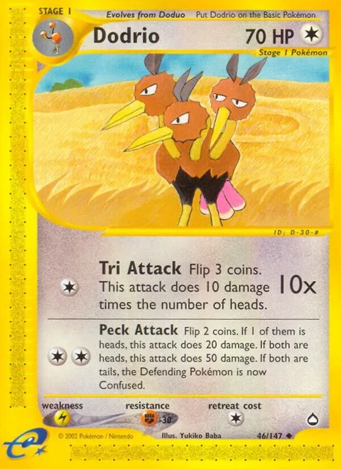 Dodrio #046/147 Pokémon card from Aquapolis
