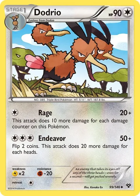 Dodrio #99/146 Reverse Holofoil Pokémon card from XY Base Set