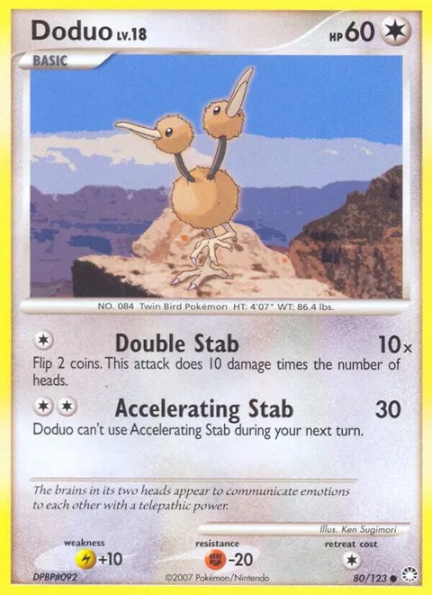 Doduo #80/123 Pokémon card from Mysterious Treasures