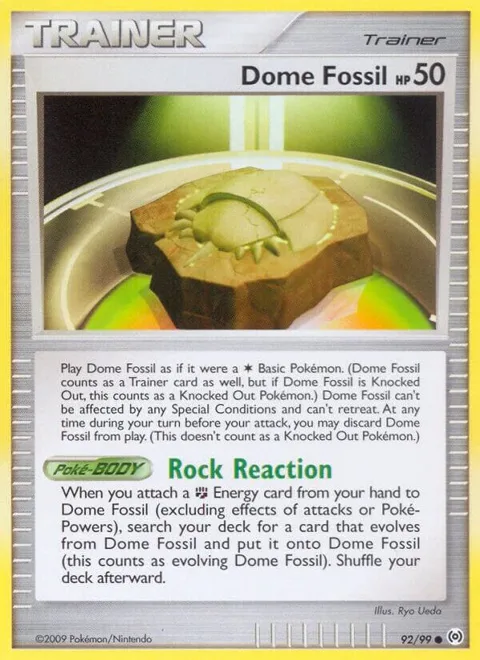 Dome Fossil #92/99 Reverse Holofoil Pokémon card from Arceus
