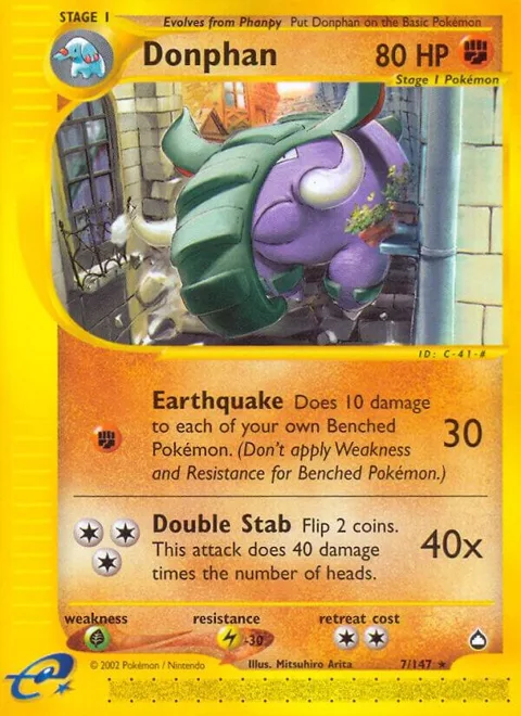Donphan #007/147 Pokémon card from Aquapolis