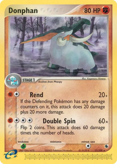 Donphan #17/109 Pokémon card from EX Ruby and Sapphire