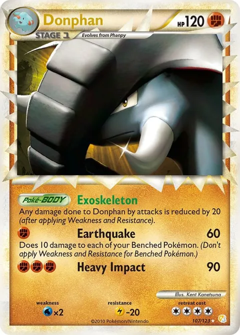 Donphan Prime #107/123 Holofoil Pokémon card from HeartGold SoulSilver