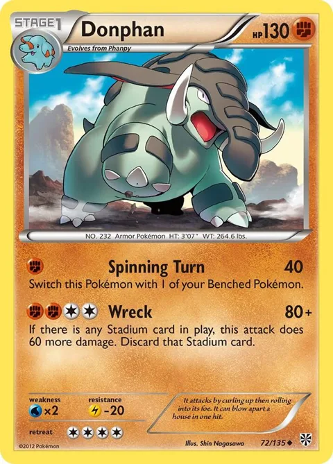 Donphan #72/135 Pokémon card from Plasma Storm