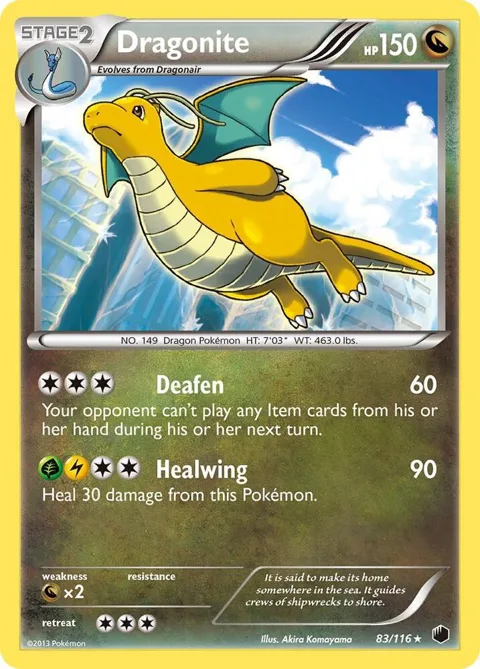 Dragonite #83/116 Holofoil Pokémon card from Plasma Freeze