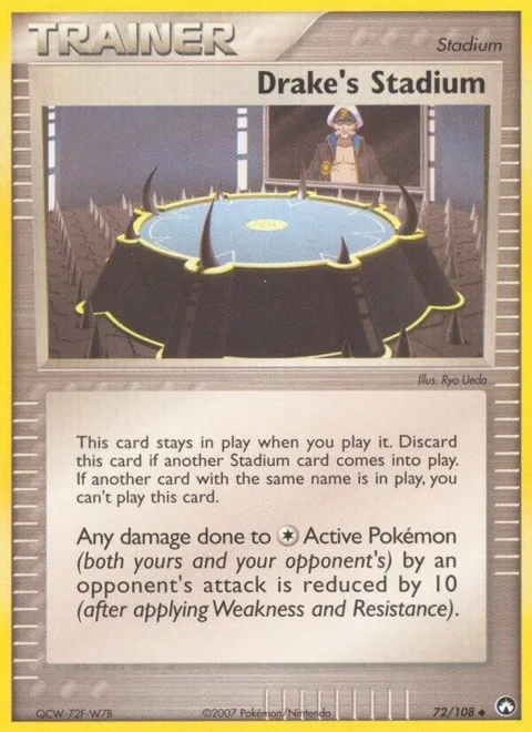 Drake's Stadium #72/108 Reverse Holofoil Pokémon card from EX Power Keepers