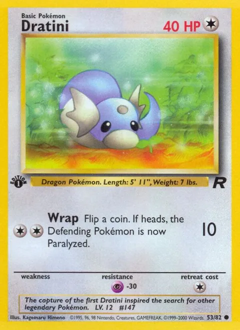 Dratini #53/82 1st Edition Pokémon card from Team Rocket