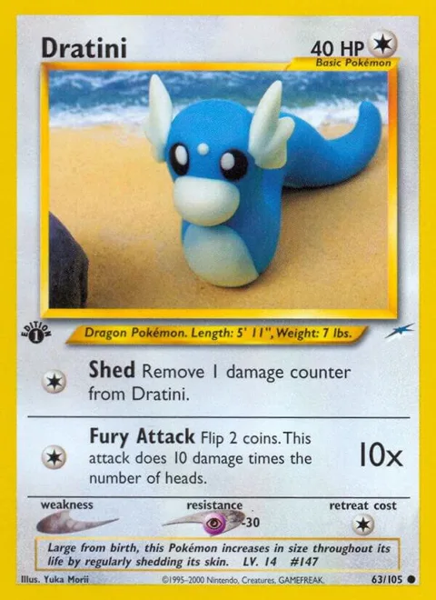 Dratini #063/105 1st Edition Pokémon card from Neo Destiny