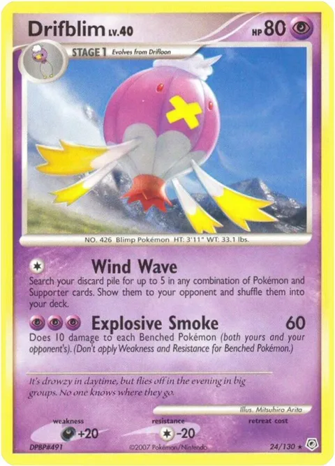 Drifblim #24/130 Pokémon card from Diamond and Pearl