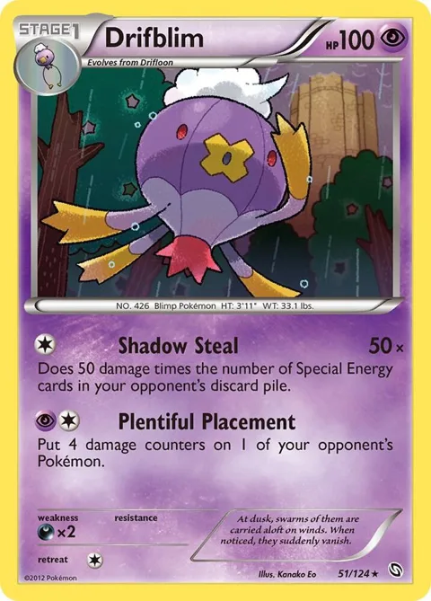 Drifblim #51/124 Reverse Holofoil Pokémon card from Dragons Exalted