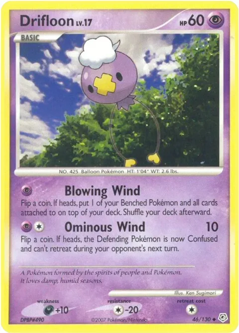 Drifloon #46/130 Pokémon card from Diamond and Pearl