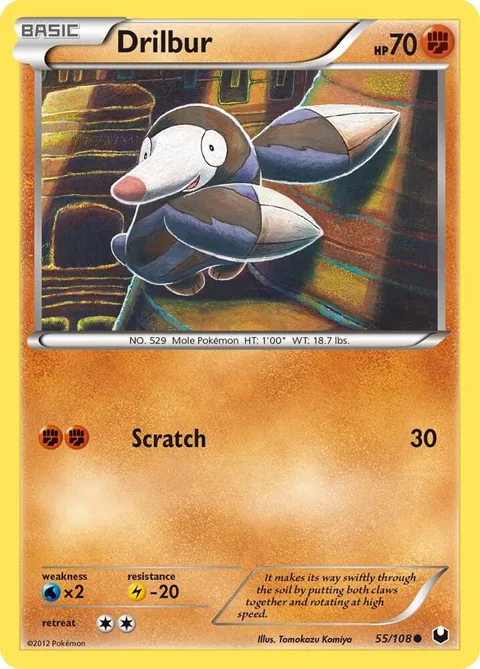 Drilbur #55/108 Pokémon card from Dark Explorers