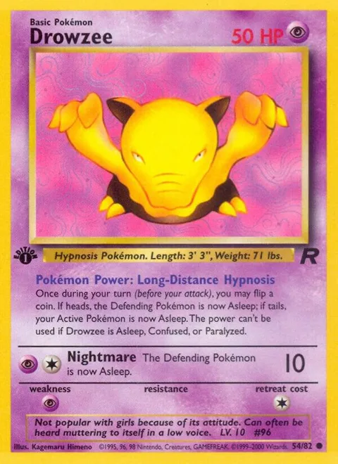 Drowzee #54/82 1st Edition Pokémon card from Team Rocket