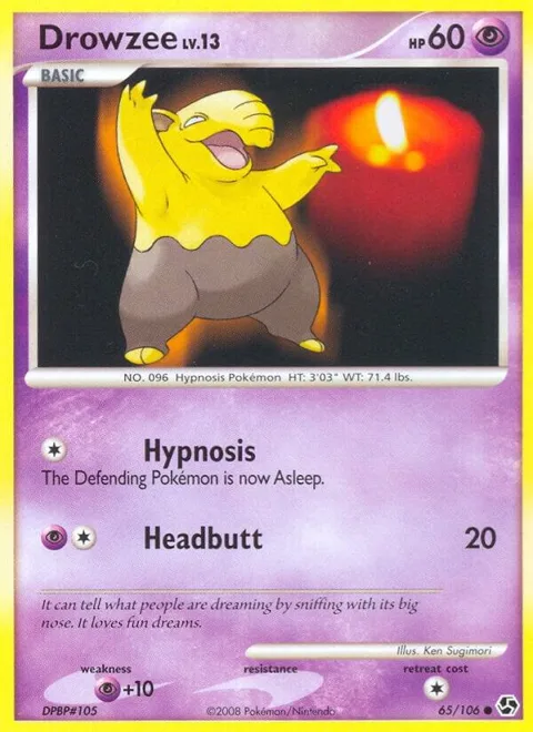 Drowzee #65/106 Pokémon card from Great Encounters
