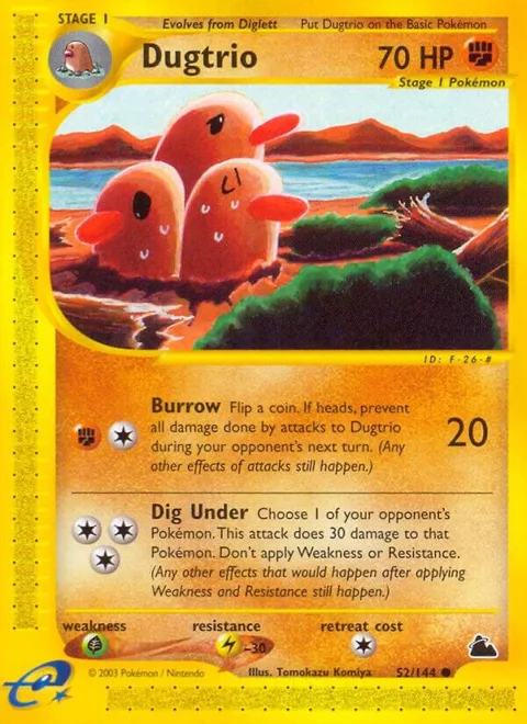 Dugtrio #052/144 Reverse Holofoil Pokémon card from Skyridge