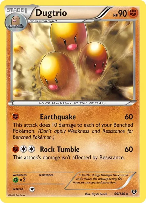 Dugtrio #59/146 Reverse Holofoil Pokémon card from XY Base Set