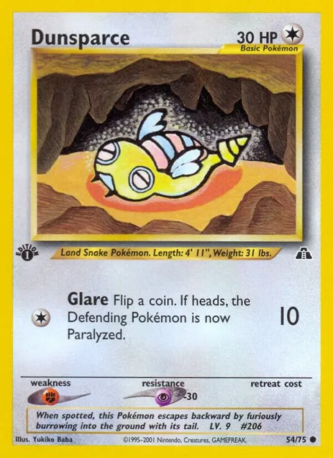 Dunsparce #54/75 1st Edition Pokémon card from Neo Discovery