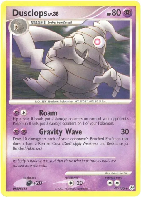 Dusclops #47/130 Reverse Holofoil Pokémon card from Diamond and Pearl