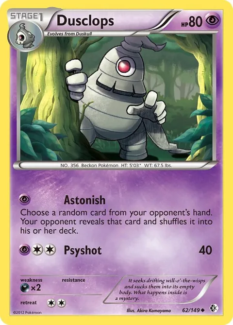 Dusclops #62/149 Pokémon card from Boundaries Crossed