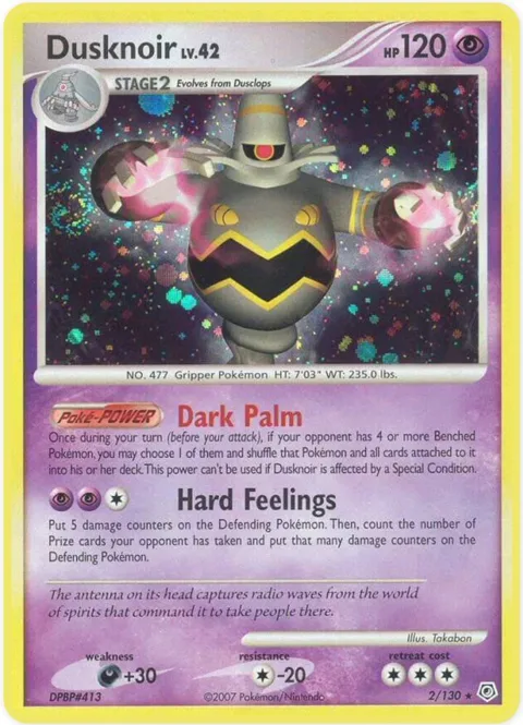 Dusknoir #2/130 Reverse Holofoil Pokémon card from Diamond and Pearl