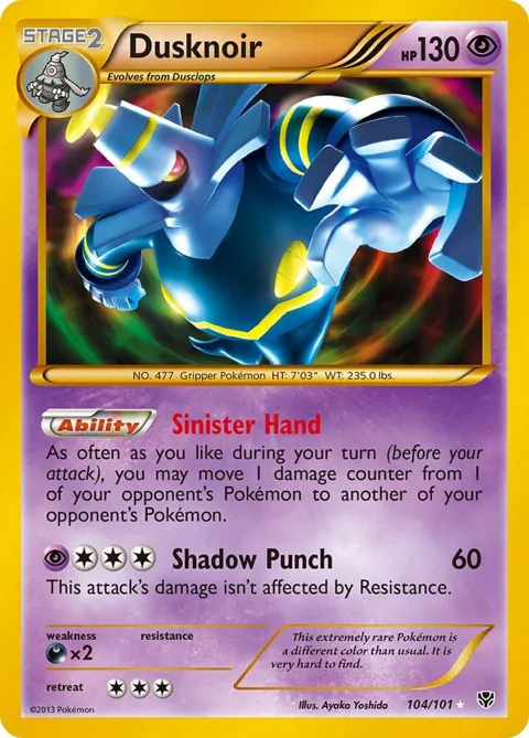 Dusknoir 104 Secret Rare #104/101 Holofoil Pokémon card from Plasma Blast