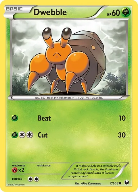 Dwebble #7/108 Pokémon card from Dark Explorers