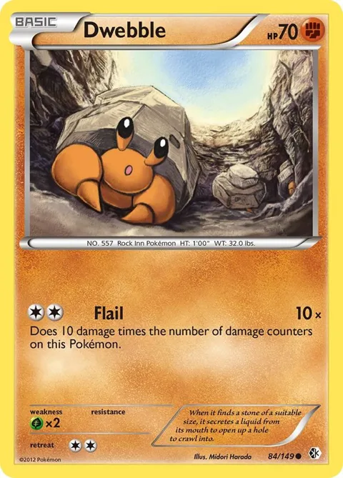 Dwebble #84/149 Pokémon card from Boundaries Crossed
