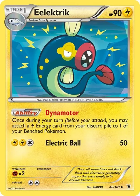Eelektrik #40/101 Reverse Holofoil Pokémon card from Noble Victories