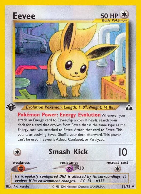 Eevee #38/75 1st Edition Pokémon card from Neo Discovery