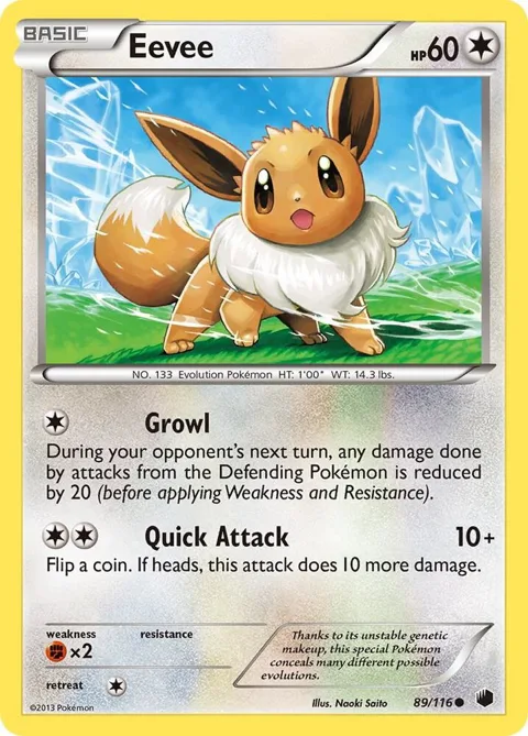 Eevee 89 #89/116 Reverse Holofoil Pokémon card from Plasma Freeze