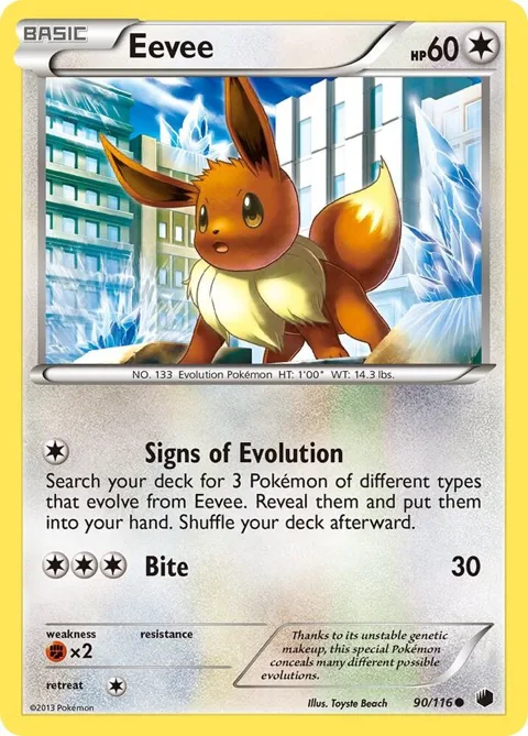 Eevee 90 #90/116 Reverse Holofoil Pokémon card from Plasma Freeze
