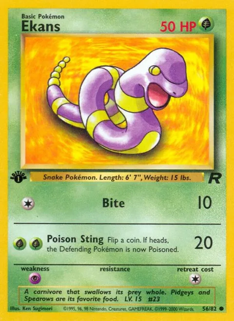 Ekans #56/82 Unlimited Pokémon card from Team Rocket