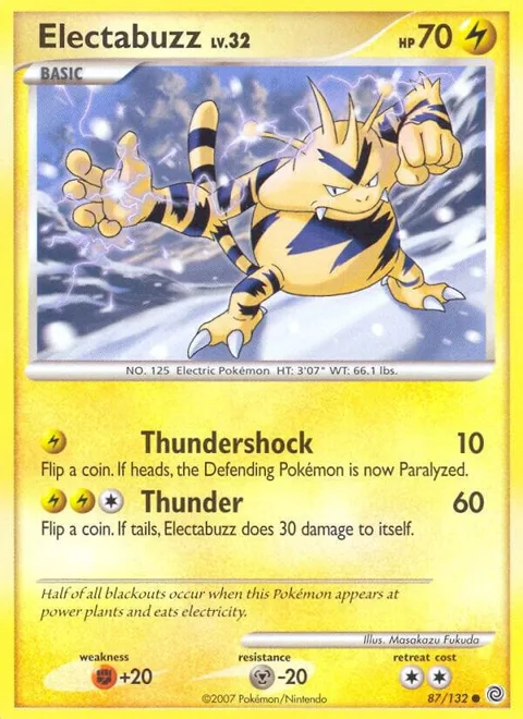 Electabuzz #87/132 Pokémon card from Secret Wonders