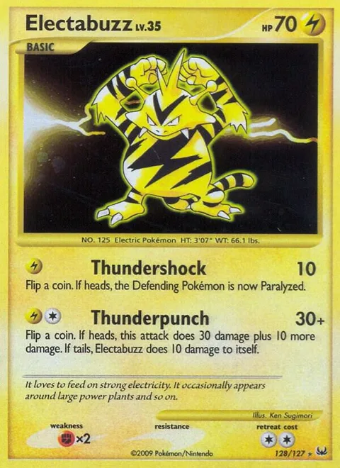 Electabuzz #128/127 Holofoil Pokémon card from Platinum