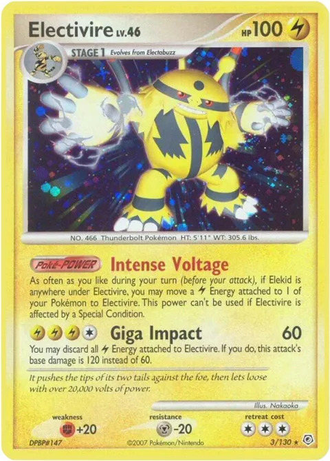 Electivire #3/130 Holofoil Pokémon card from Diamond and Pearl