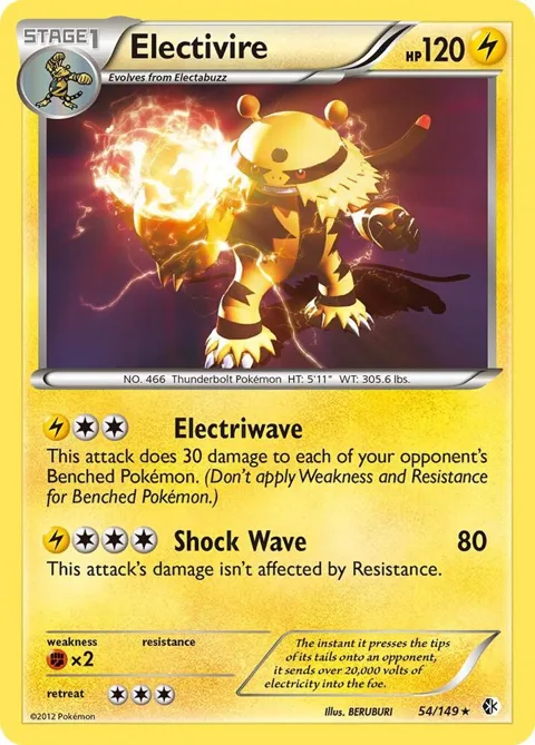 Electivire #54/149 Holofoil Pokémon card from Boundaries Crossed