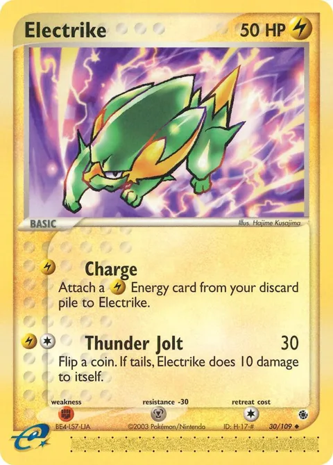 Electrike #30/109 Pokémon card from EX Ruby and Sapphire