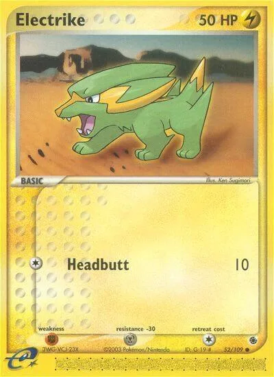 Electrike #52/109 Pokémon card from EX Ruby and Sapphire