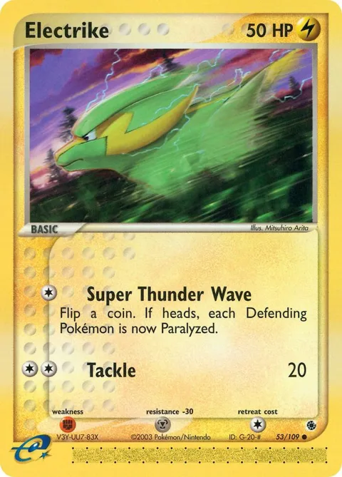 Electrike #53/109 Pokémon card from EX Ruby and Sapphire