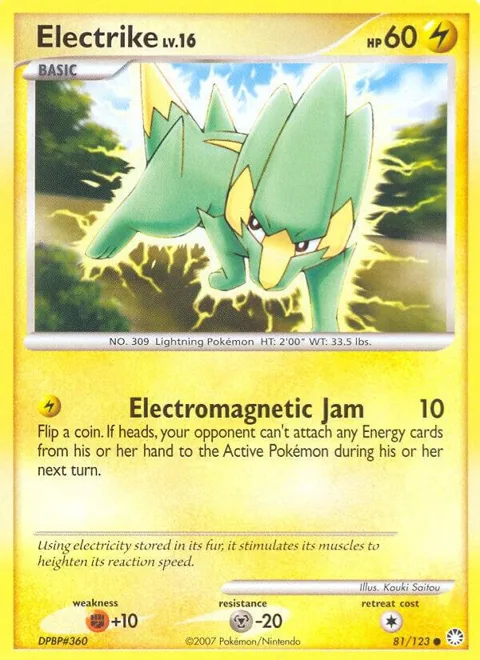 Electrike #81/123 Reverse Holofoil Pokémon card from Mysterious Treasures