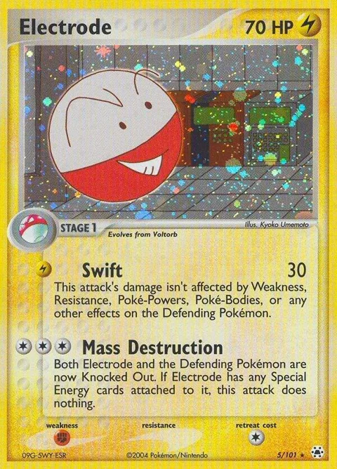 Electrode #5/101 Holofoil Pokémon card from EX Hidden Legends