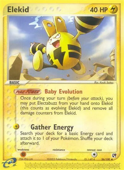 Elekid #36/100 Pokémon card from EX Sandstorm