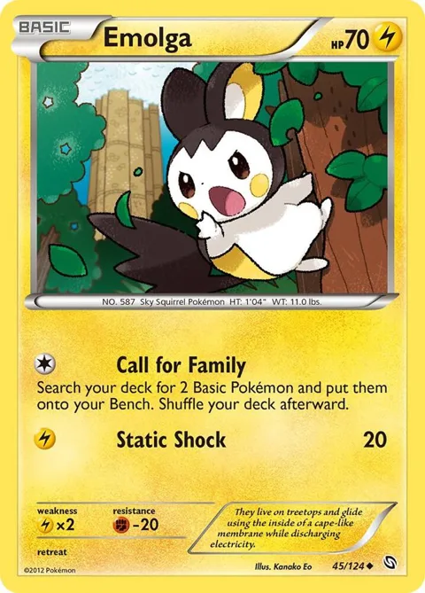 Emolga #45/124 Pokémon card from Dragons Exalted