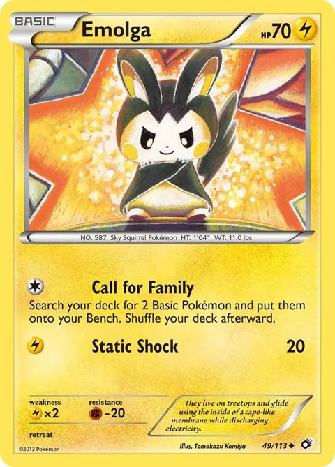 Emolga #49/113 Pokémon card from Legendary Treasures