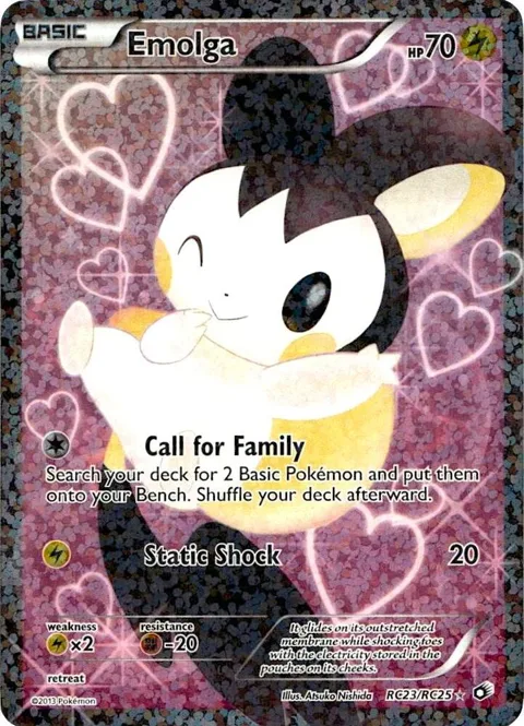 Emolga Full Art #RC23/RC25 Holofoil Pokémon card from Legendary Treasures: Radiant Collection
