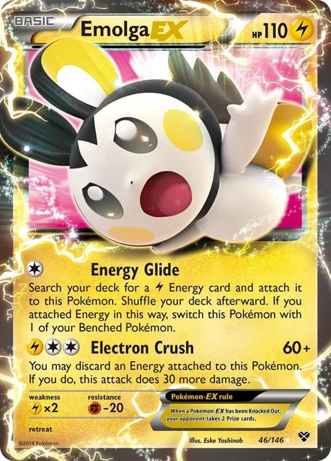 Emolga EX #46/146 Holofoil Pokémon card from XY Base Set